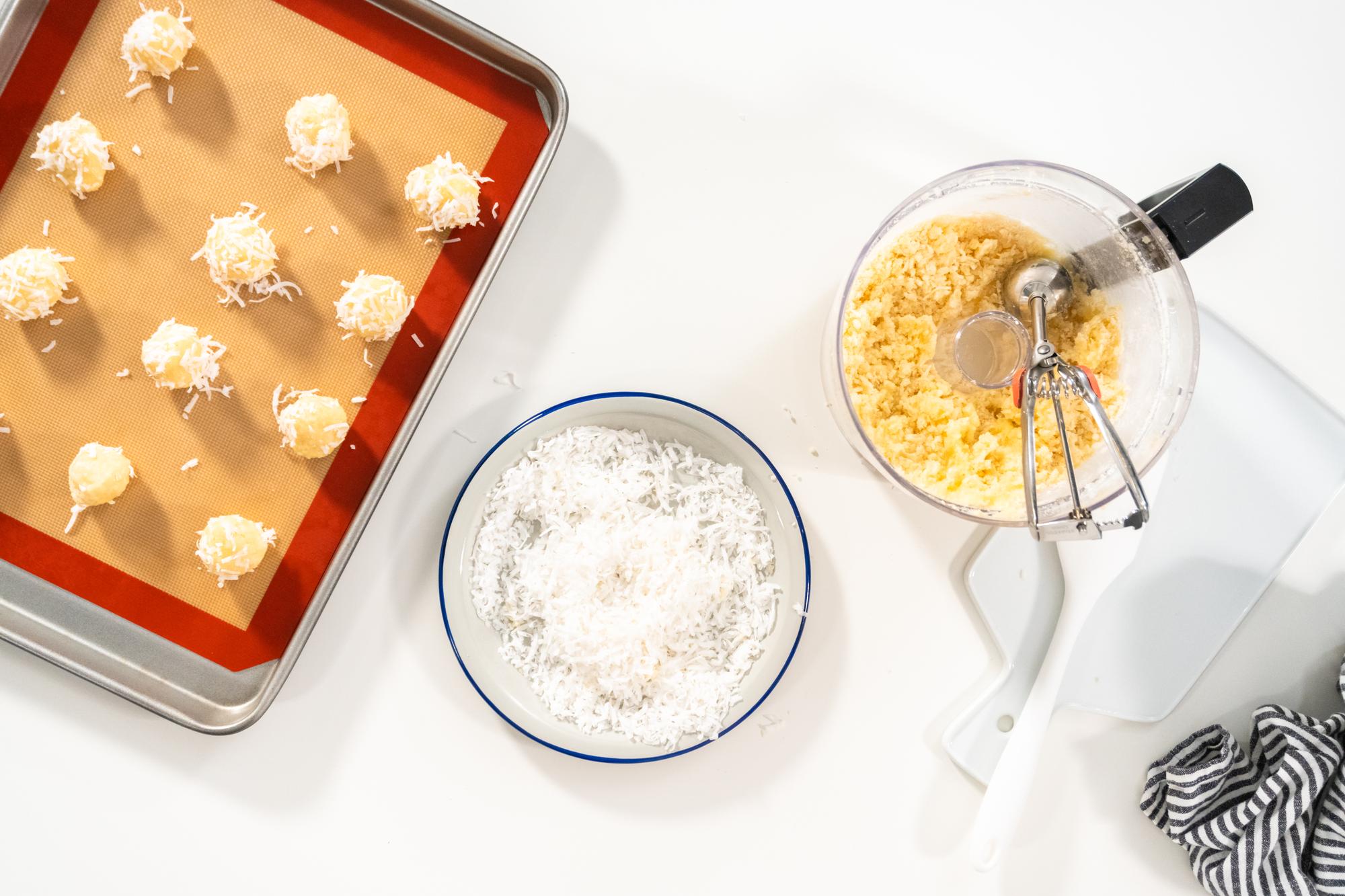 Baking tray with golden pastries